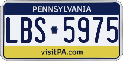 PA license plate LBS5975