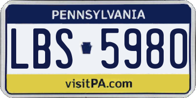 PA license plate LBS5980