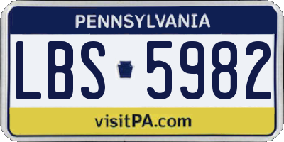 PA license plate LBS5982