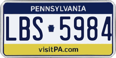 PA license plate LBS5984