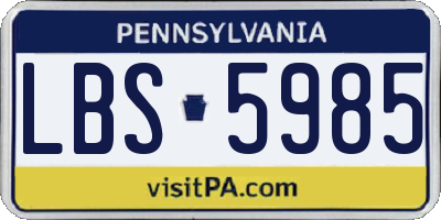 PA license plate LBS5985