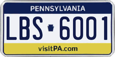 PA license plate LBS6001