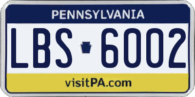 PA license plate LBS6002