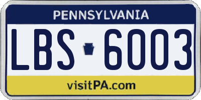 PA license plate LBS6003