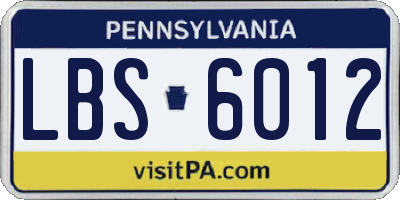 PA license plate LBS6012