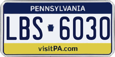 PA license plate LBS6030