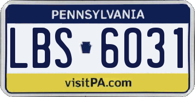 PA license plate LBS6031