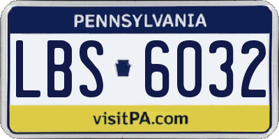 PA license plate LBS6032