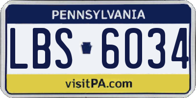 PA license plate LBS6034