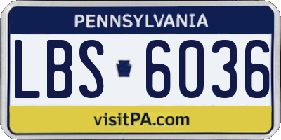 PA license plate LBS6036