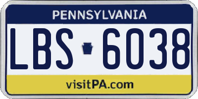 PA license plate LBS6038