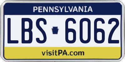 PA license plate LBS6062