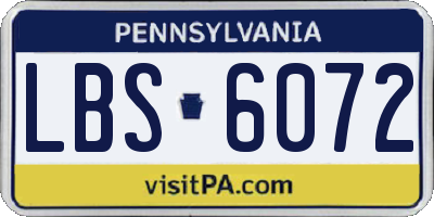 PA license plate LBS6072