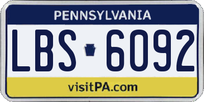 PA license plate LBS6092