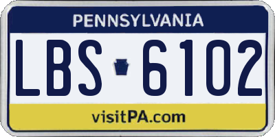 PA license plate LBS6102