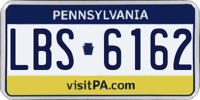 PA license plate LBS6162