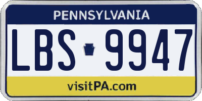 PA license plate LBS9947
