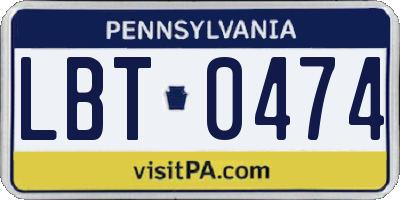 PA license plate LBT0474
