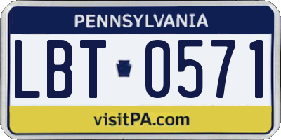 PA license plate LBT0571