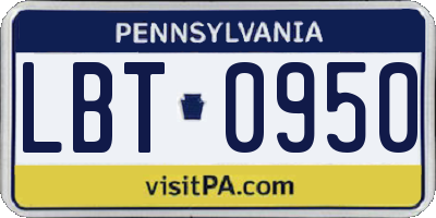 PA license plate LBT0950