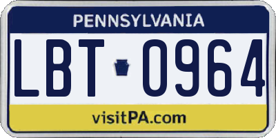 PA license plate LBT0964