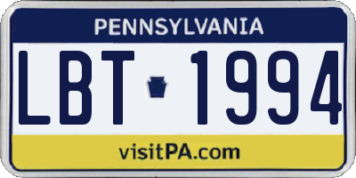 PA license plate LBT1994