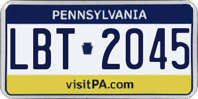 PA license plate LBT2045