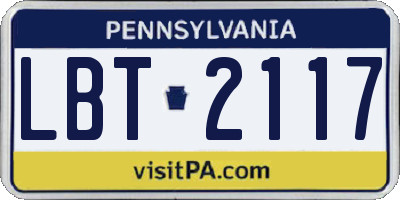 PA license plate LBT2117
