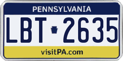 PA license plate LBT2635