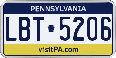 PA license plate LBT5206