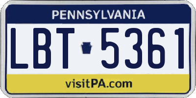 PA license plate LBT5361