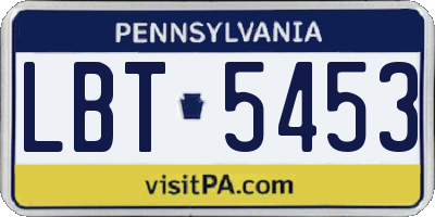 PA license plate LBT5453