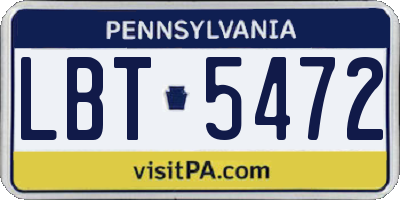 PA license plate LBT5472