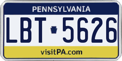 PA license plate LBT5626