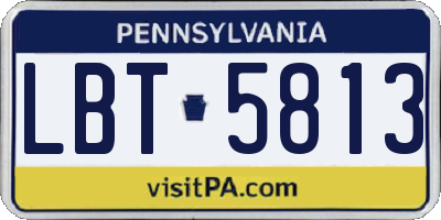 PA license plate LBT5813