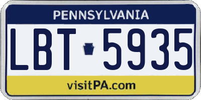 PA license plate LBT5935