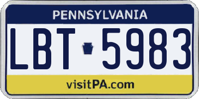 PA license plate LBT5983