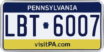 PA license plate LBT6007