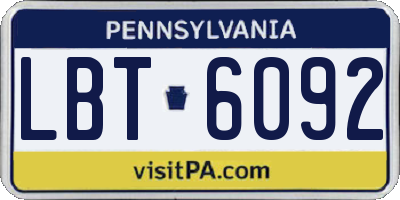 PA license plate LBT6092