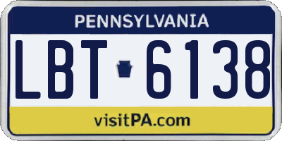 PA license plate LBT6138