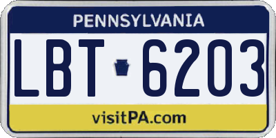 PA license plate LBT6203