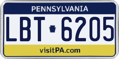 PA license plate LBT6205