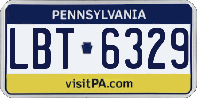 PA license plate LBT6329