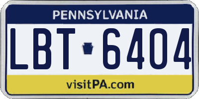 PA license plate LBT6404