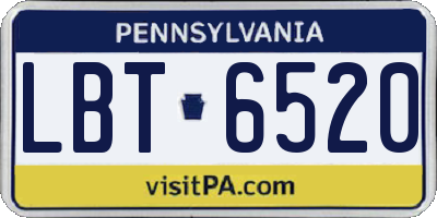 PA license plate LBT6520