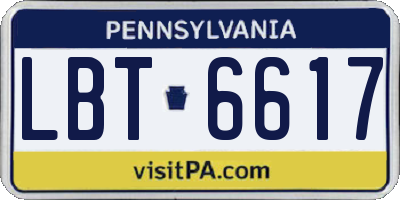 PA license plate LBT6617