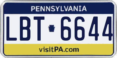 PA license plate LBT6644