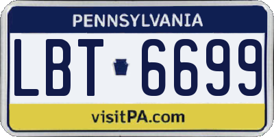 PA license plate LBT6699