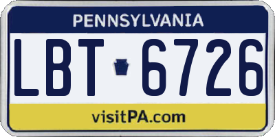 PA license plate LBT6726