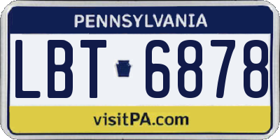 PA license plate LBT6878